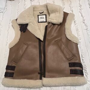 Zara Cream Shearling Vest